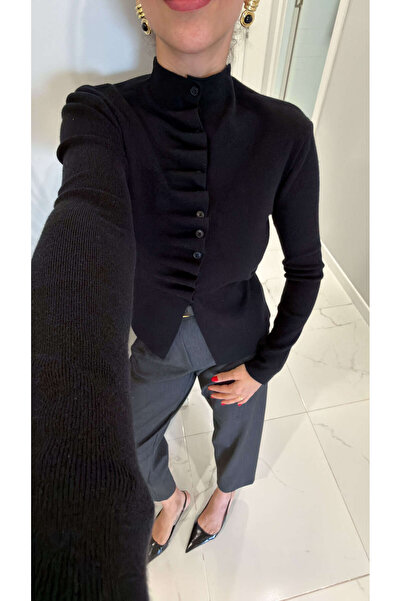 BİRCANÇİL Cessil Black Self-Tie Cardigan