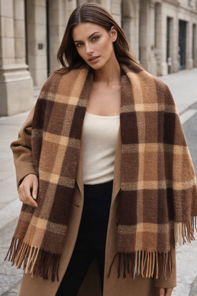 Luminos Butik Жіночий шарф-хустку з картатим візерунком SAL1304