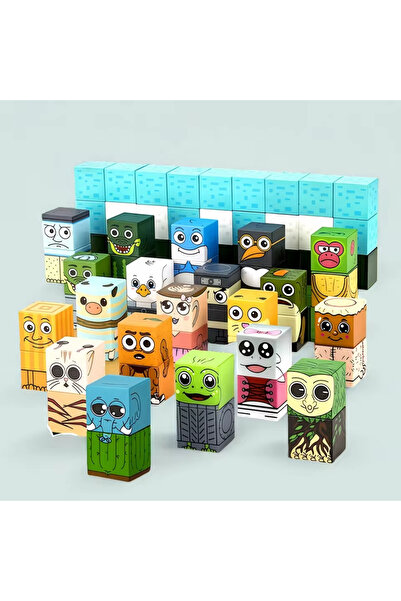 MINECRAFT Magnetic building blocks, motor skills, animal print, 48 pieces, It...