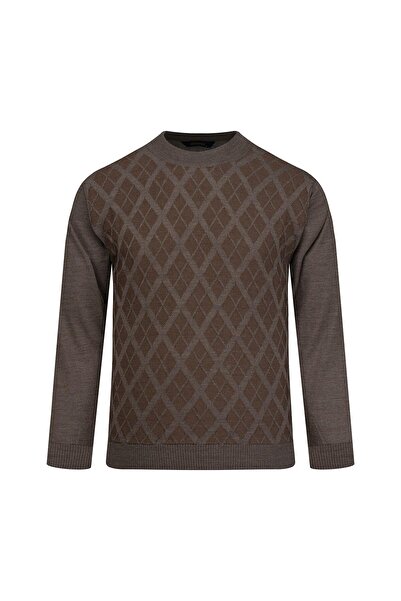 Hatemoğlu Vizon Regular Fit Jakarlı Yarım Balıkçı Yaka Yünlü Kazak