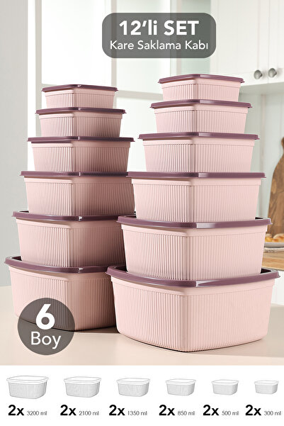 Meleni Home Set of 12 Striped Square Storage Containers - Microwave Safe Orga...