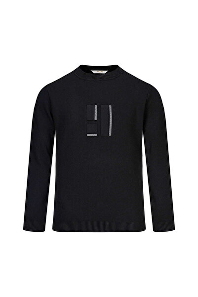 Hatemoğlu Μαύρο πουλόβερ με κανονική εφαρμογή και μισό ζιβάγκο