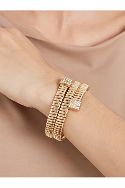 Styli سوار حلزوني مرصع بالكريستال بلون ذهبي