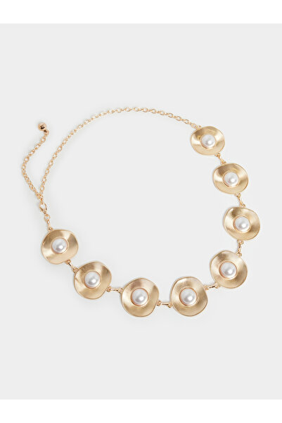 Styli Gold Metal Belt with Pearl Accents