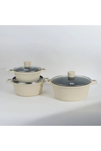 TULIN Beige Granite Cookware Set - 6 Pieces