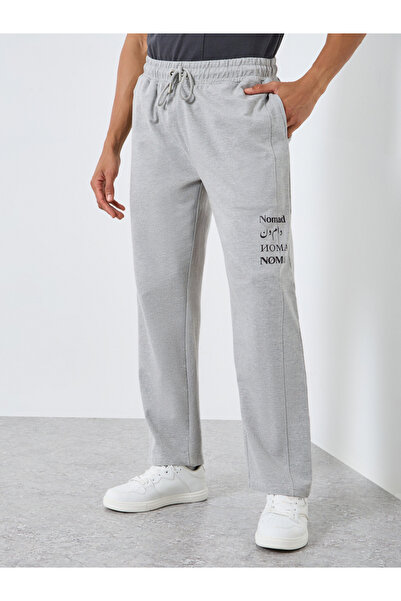 Styli Men Grey Slogan Print Relaxed Joggers