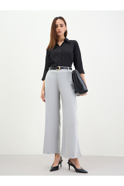 Styli Women Grey Straight Leg Trousers