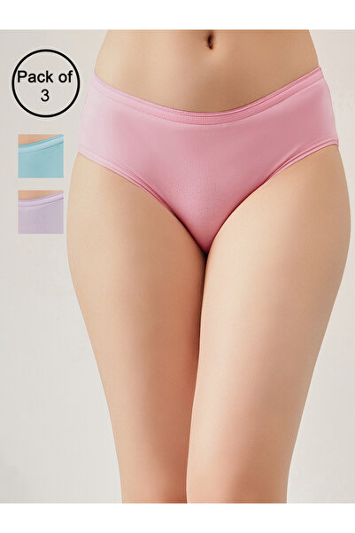 Clovia By Styli Pack of 3-Mid Hipster Bikini with Inner Elastic - Cotton