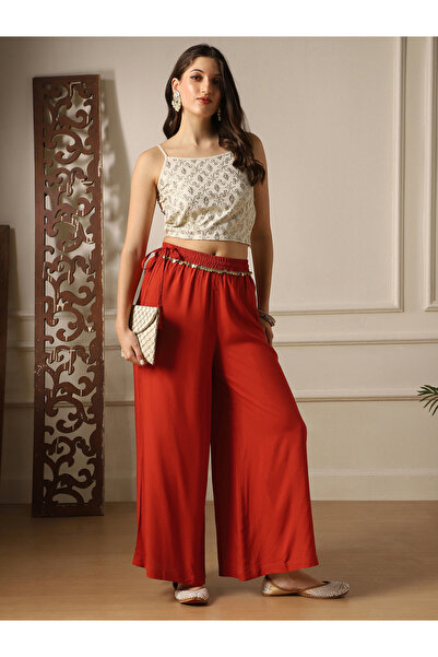 Globus By Styli Women Rust Orange Palazzo Pants
