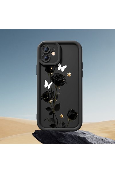 SLIMFELT Redmi Note 14 4g Compatible Butterfly Patterned Black Silicone Case Scratch-Resistant with Camera Protection
