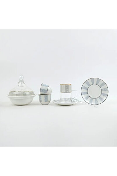 TULIN Tea and coffee serving set with modern designs and gold trim - 50 pieces