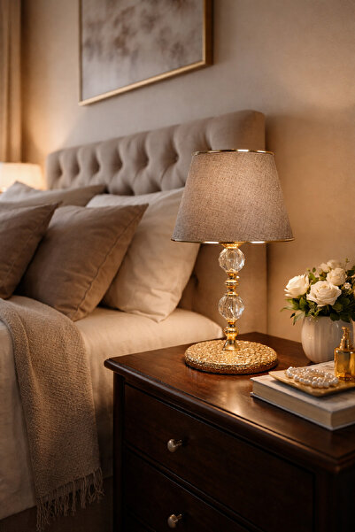 571 Store E Sersi̇ Rose Gold Floor Standing Fabric Headboard Table Lamp Lamp ...