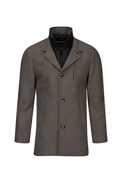 Hatemoğlu Vizon Slim Fit Hakim Yaka Yünlü Kaşe Palto
