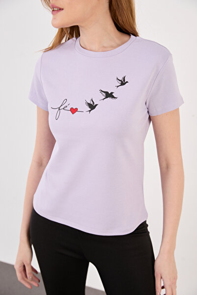 ZAZZONİ Bird Printed Short Sleeve T-Shirt