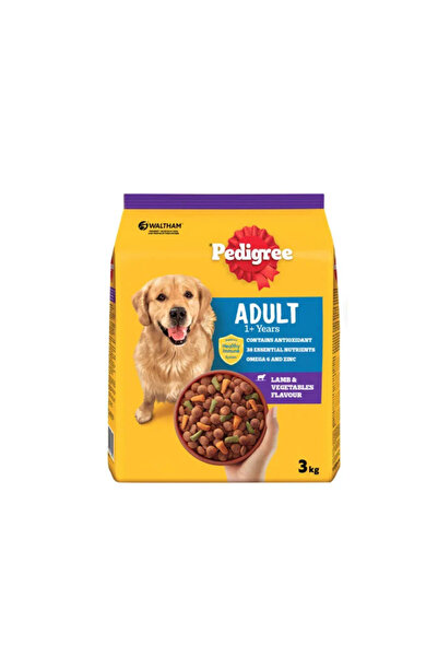 Pedigree طعام جاف للكلاب البالغة بنكهة لحم الضأن والخضراوات - 3 كجم
