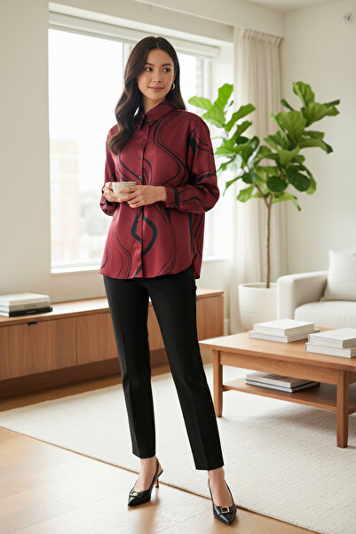 RANDOM Women's Shiny Textured Basic Shirt