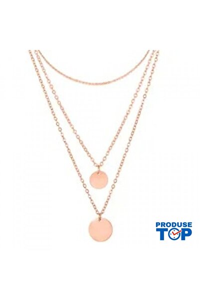 Produse.Top Set of Three Gold-Plated Necklaces with Rose Gold Pendant
