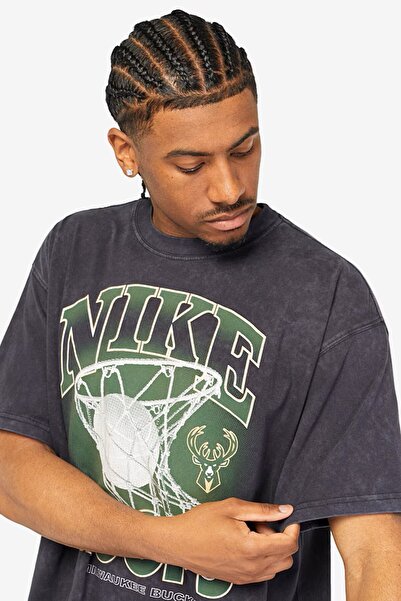 Nike Tricou casual din bumbac pentru bărbați Jordan NBA Milwaukee Bucks Max90...