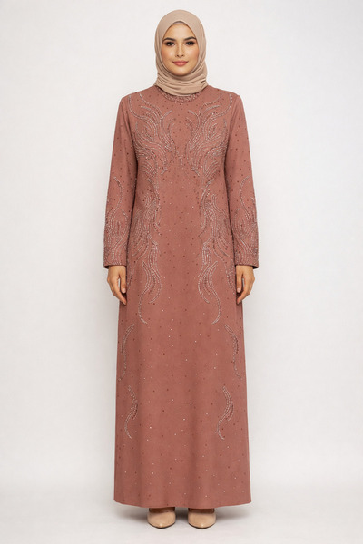 Lacrima Stone Embellished Straight Cut Evening Dress