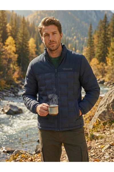 DYNAMO Men's Goose down Navy Blue Puffer Jacket High Heat Insulation Lightwei...