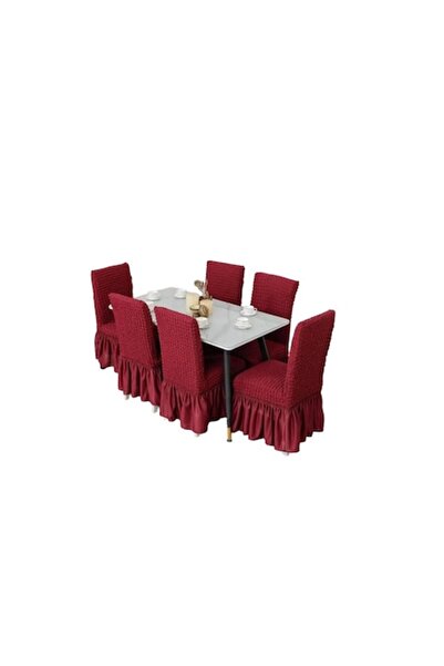E EFRALL Set of 6 Seat Covers with Backrest, Cotton, Dark Red - Concept