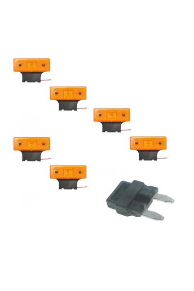 OEM Set of 6 Side lights, LED, yellow, 12/24V, plastic, oversized, 110 x40 mm...