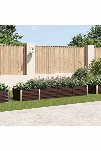 vidaxl Garden Raised Bed Brown 320x80x45 cm Galvanised Steel