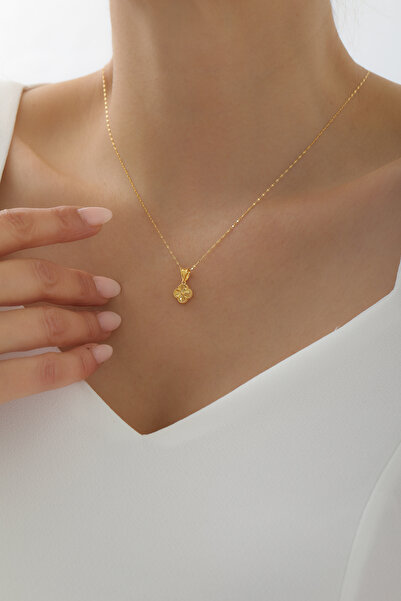 Kado Kuyumculuk 14 Ayar Altın Singapur Zincir Yonca Kolye