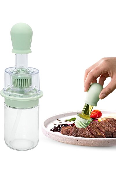 Arabest Oil Brush Dispenser, 2 in 1 Oil Dispenser Glass Oil Bottle with Silic...