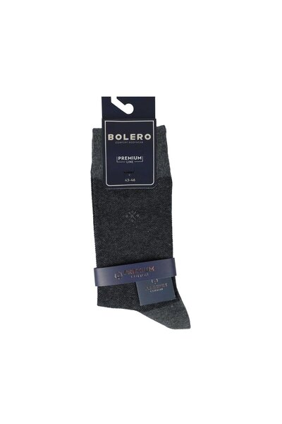 Bolero Men's Stitch-Free Premium Cotton Socks Smoked Jacquard Square Pattern