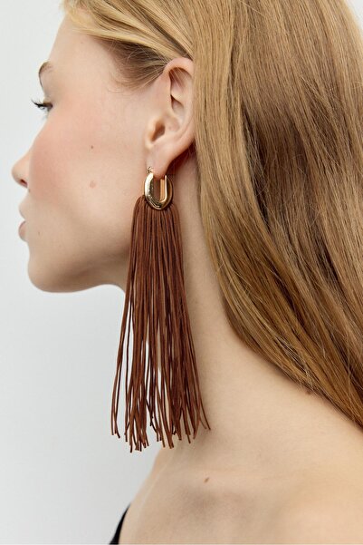 Stradivarius Long fringe earrings