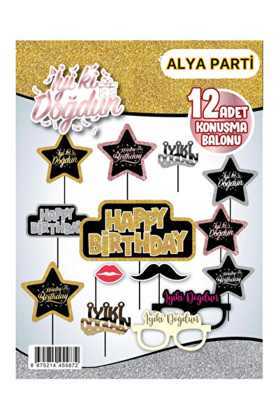 ALYA PARTİ 12’li Happy Birthday Konuşma Balonu