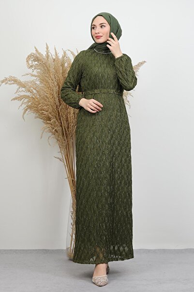 GİYZAMİLA Rochie din tul tesettür Marya, kaki