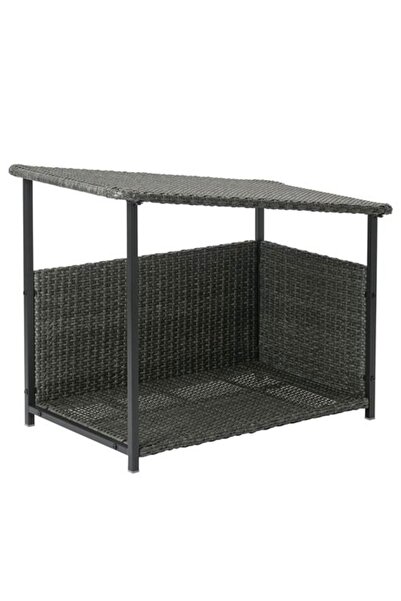 IKEA Koyu Gri Dış Mekan Köpek Yatağı – Dayanıklı Plastik Rattan, Küçük/Orta K...