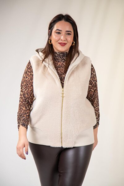 Roxxlen Великий розмір Жіночий хутряний бежевий