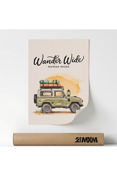21mxm 'Nomad Mode' Poster on Matte Canvas – Minimalist Design, 30 x 40 cm, Un...