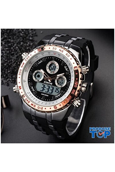 STRYVE Luxury Digital Black and Gold Men's Watch with LED Display CBSTV005