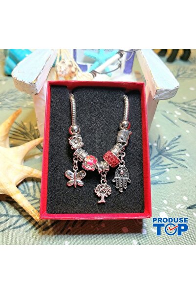 Produse.Top Brățară de damă cu pandantive Copacul Vieții și mărgele Shamballa...