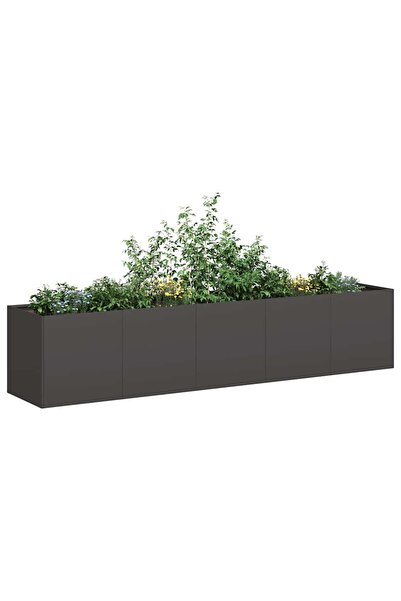 vidaxl وعاء زراعة أسود 200×40×40 سم من الفولاذ المدلفن على البارد