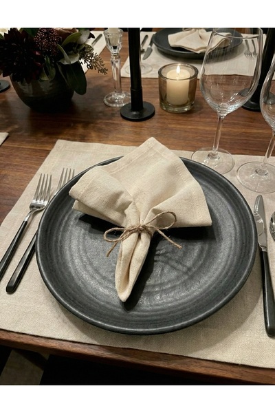 MiniStand Raw Cloth Service Napkin Set of 6 40X40 cm Natural Fabric Table Presentation Napkin, Stylish Table Accessory