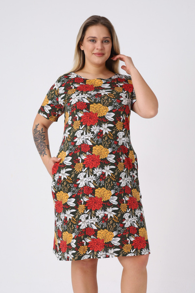 İntensive Жіноче плаття великого розміру з малюнком, бавовняне, з кишенями, з...