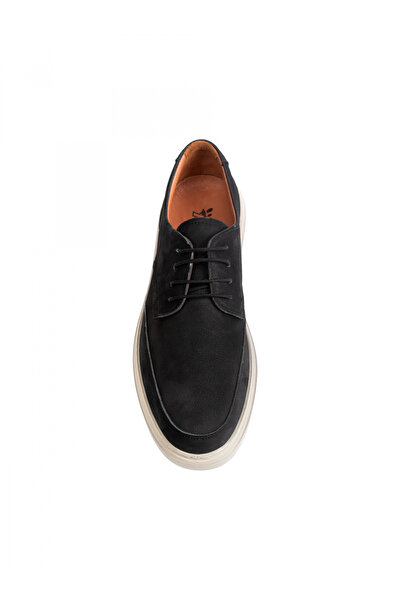 Evanto Shoes Men's Casual Charcoal Black Derby Leather Shoes