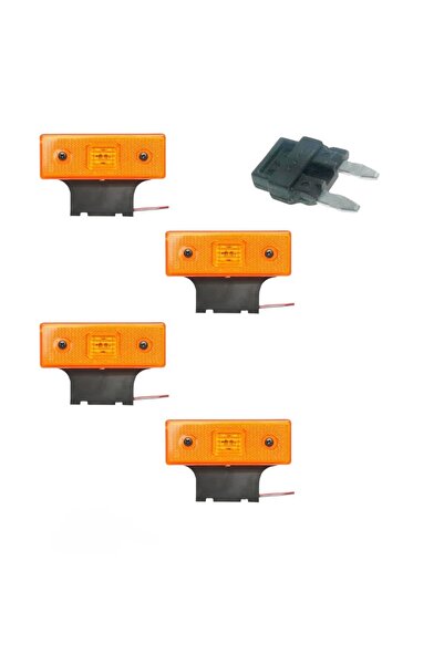 OEM Set of 4 Side lights, LED, yellow, 12/24V, plastic, oversized, 110 x40 mm...