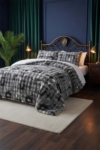 Eco Concept Dama Tavşan Tüyü Çift Kişilik Yatak Örtüsü 220x240 Cm Gri