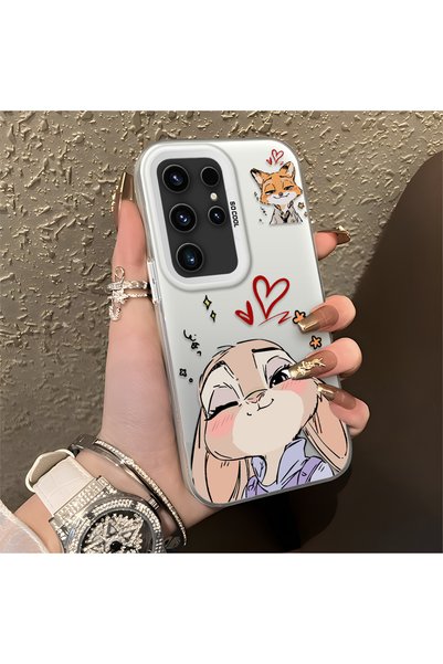 CHICASELUX Samsung Galaxy S23 Ultra Compatible Heart-Themed Fox Rabbit Printe...