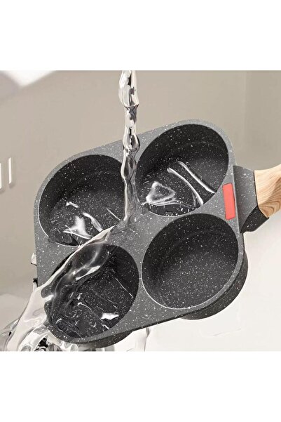 Mumtaz 3.5cm Deep 19cm Non-Stick Maifan Stone Frying Pan, 4-Grid Egg Cooker