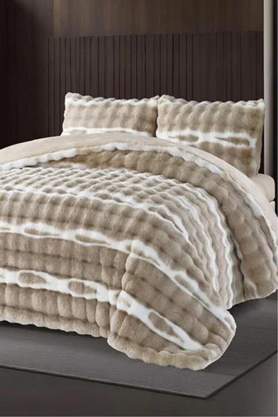 eco concept Su Yolu Tavşan Tüyü Çift Kişilik Yatak Örtüsü 220x240 Cm Cappucino