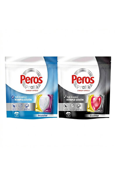 Peros Pratik Matik Çamaşır Deterjanı Kapsülü - Tableti 34 Adet (Beyazlar-Siya...