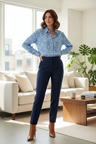 RANDOM Women's Shiny Textured Basic Shirt