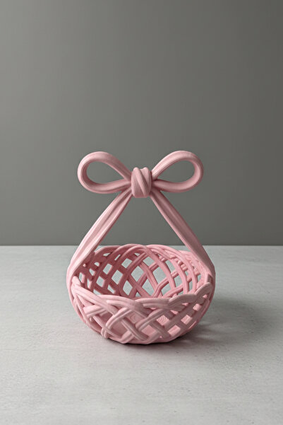 3DLİNE Fiyonk Detaylı Dekoratif Sepet-Çok Amaçlı Masaüstü Düzenleyici Organizer